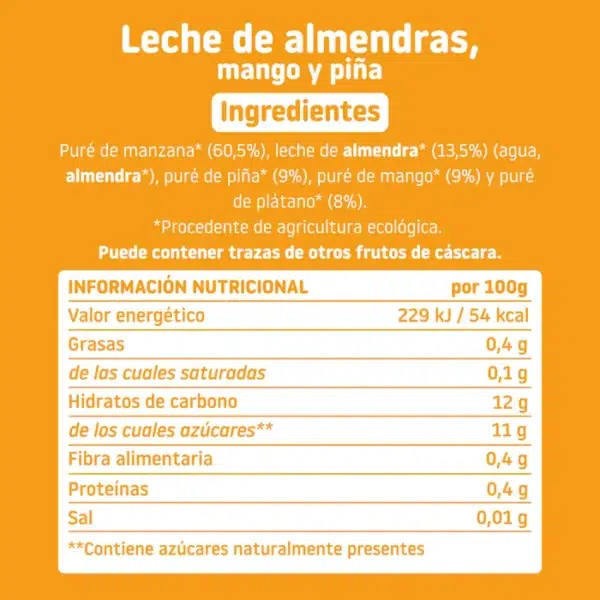 Pouch de leche de almendras, mango y piña - Imagen 3