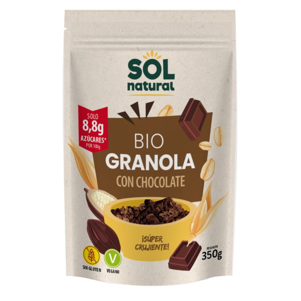 Granola de avena sin gluten chocolate bio SOL NATURAL