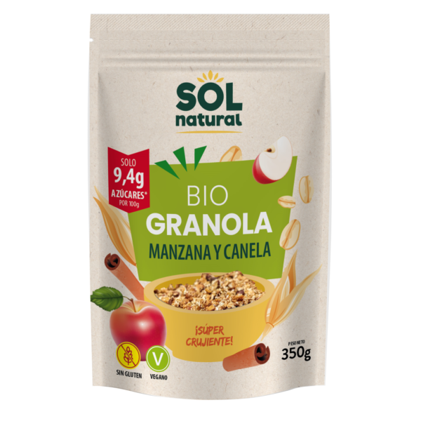 Granola de avena sin gluten manzana y canela bio SOL NATURAL